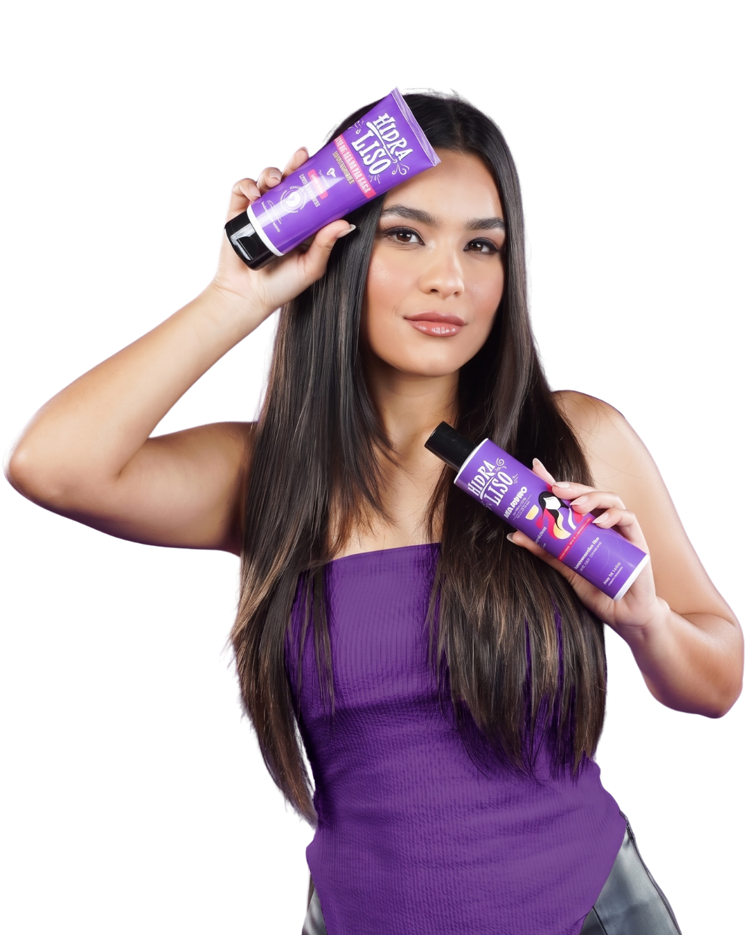 Modelo segurando produtos Hidraliso